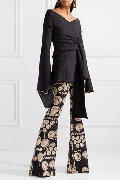 Shop Beaufille Cyrus Fil Coupé Cotton Flared Pants In Black