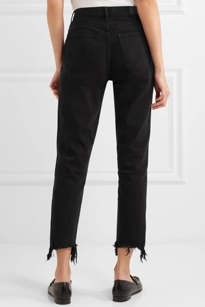 Shop M.i.h. Jeans Mimi Frayed High-rise Straight-leg Jeans In Black