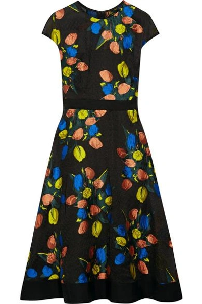 Shop Lela Rose Floral-jacquard Dress