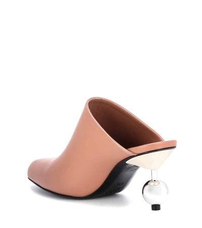 Shop Marni Leather Mules In Brown