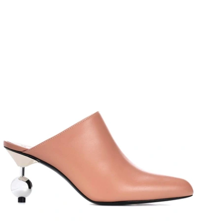 Shop Marni Leather Mules In Brown