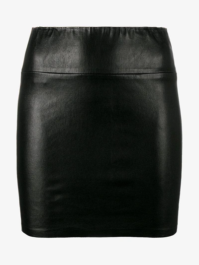 Shop Sprwmn Fitted Stretch Leather Mini Skirt In Black