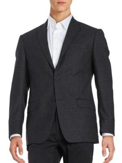 Shop Michael Kors Textured Two-button Wool-blend Jacket In Black Grey
