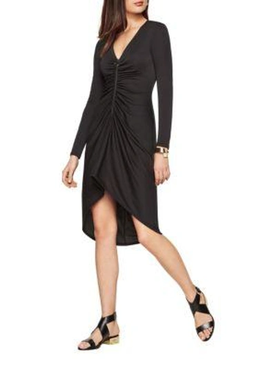 Shop Bcbgmaxazria Debby Zip-front Jersey Dress In Black