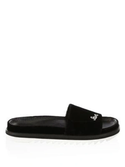 Shop Joie Jacinda Velvet Slides In Black