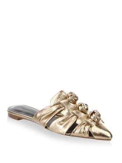 Shop Rebecca Minkoff Aden Leather Slides In Gold