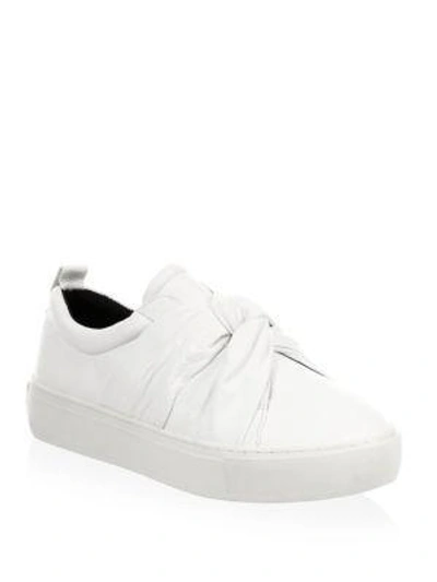 Shop Rebecca Minkoff Nicole Leather Low Top Sneakers In Optic White