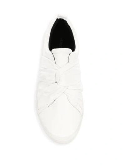 Shop Rebecca Minkoff Nicole Leather Low Top Sneakers In Optic White