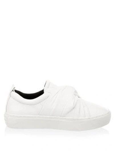 Shop Rebecca Minkoff Nicole Leather Low Top Sneakers In Optic White