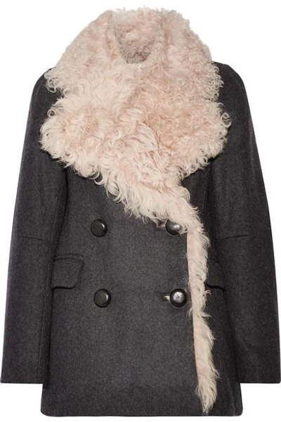 Shop Isabel Marant Berit Shearling-lined Wool-blend Coat
