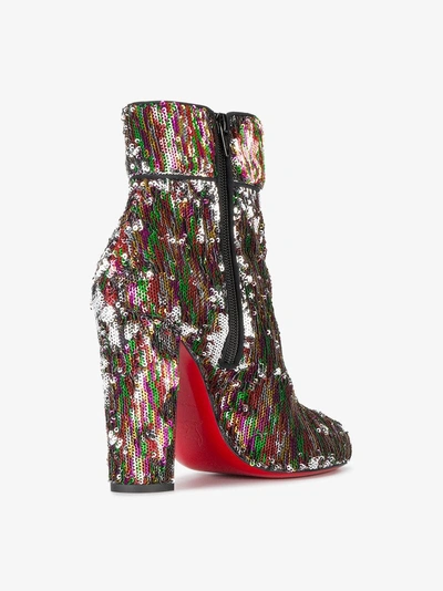 Shop Christian Louboutin Ladies Patent Leather Moulamax 100 Sequined Ankle Boots, Size: 37 In Metallic