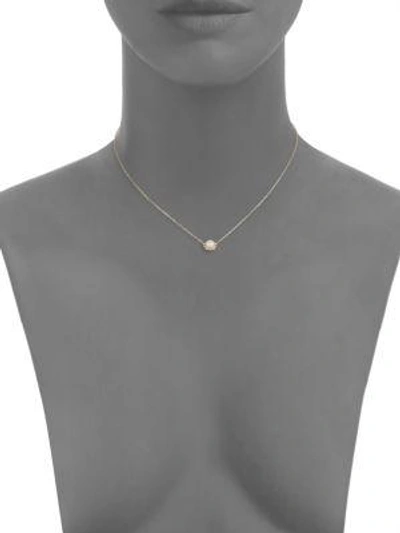 Shop Anzie Dew Drop 5mm White Pearl Pendant Necklace In Yellow Gold
