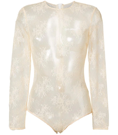 Shop Off-white Nude Neutrals Lace Bodysuit