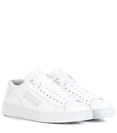 Shop Kenzo Leather Sneakers In White