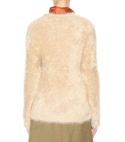 Shop Marni Faux-fur Sweater In Neutrals