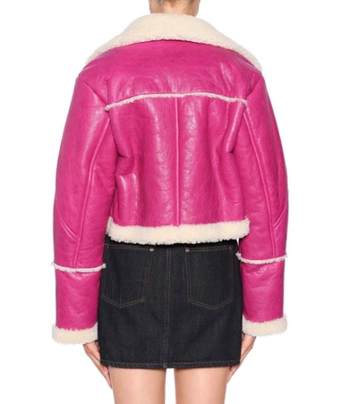 Shop Kenzo Fur-lined Leather Jacket In Deep Fuschia
