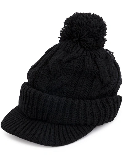 Shop Yohji Yamamoto Cable Knit Bobble Hat