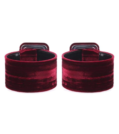 Shop Attico Velvet And Leather Anklets In Red