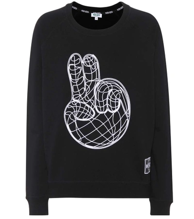 Shop Kenzo Peace World Cotton Sweatshirt In Llack