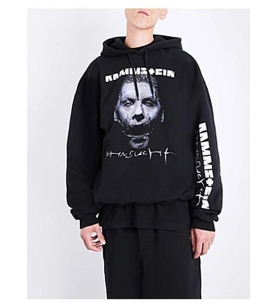 Vetements Rammstein Oversized Printed Cotton-blend Jersey Hoodie In Black |  ModeSens