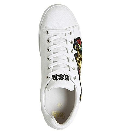 Shop Ash Niagara Embroidered Leather Trainers In White Leather