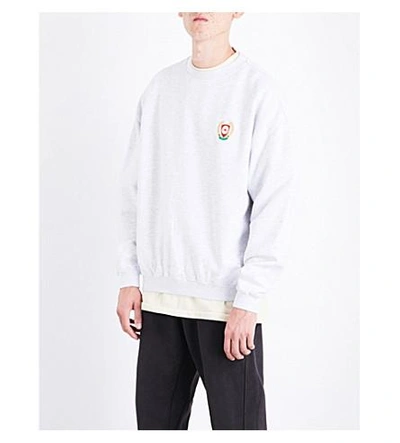 Shop Yeezy Season 5 Badge-detail Cotton Sweatshirt In Heather