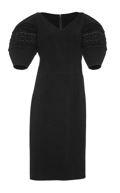Shop Oscar De La Renta Crepe Dress In Black