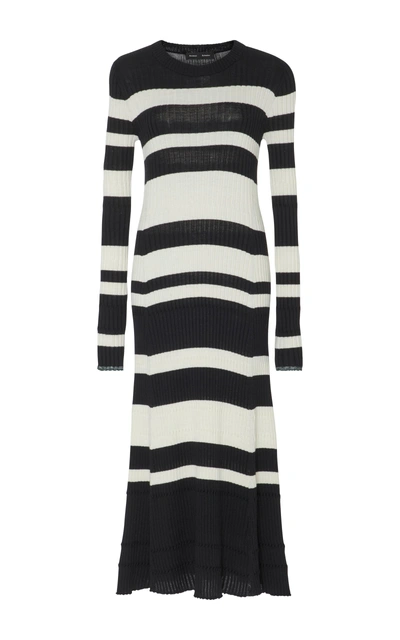 Shop Proenza Schouler Striped Wool-blend Dress