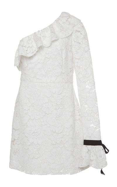 Shop Philosophy Di Lorenzo Serafini One Shoulder Lace Mini Dress In White