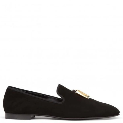 Shop Giuseppe Zanotti Suede Loafer With 'shark Tooth' Shark In Brown
