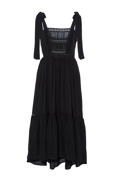 Shop Ulla Johnson Violet Bow Shoulder Dress In Black