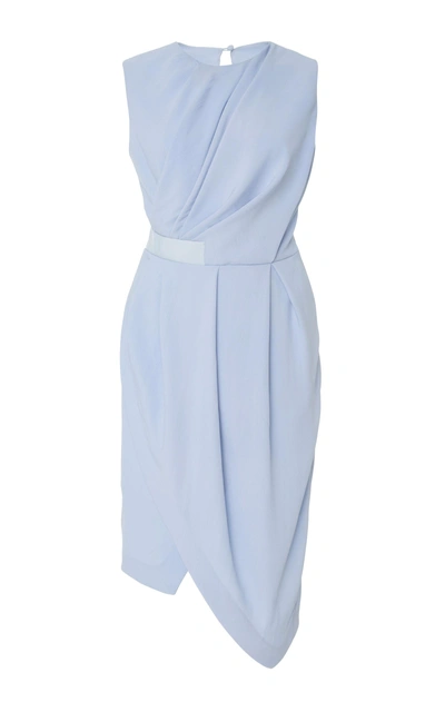 Shop Carven Draped Sleeveless Dress In Blue