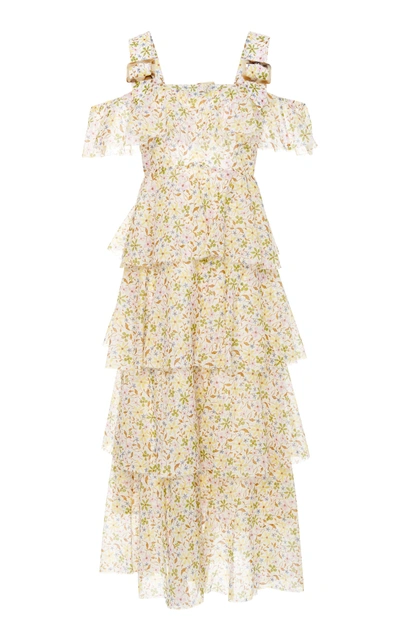 Shop Alexa Chung Tiered Floral-print Cotton Dress