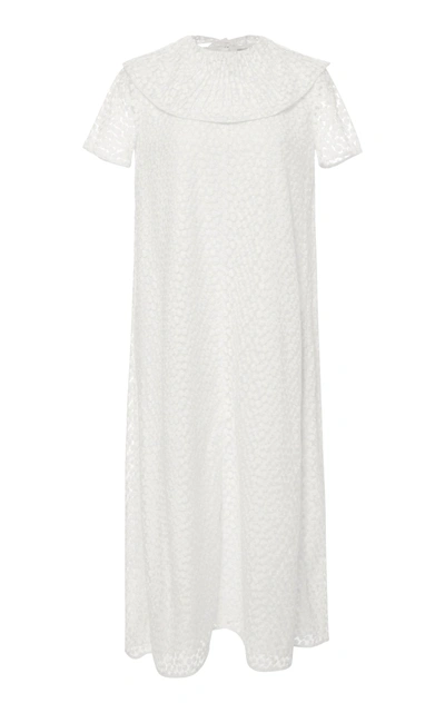 Shop Emilia Wickstead Cecilia Short Sleeve Embroidered Dress In White