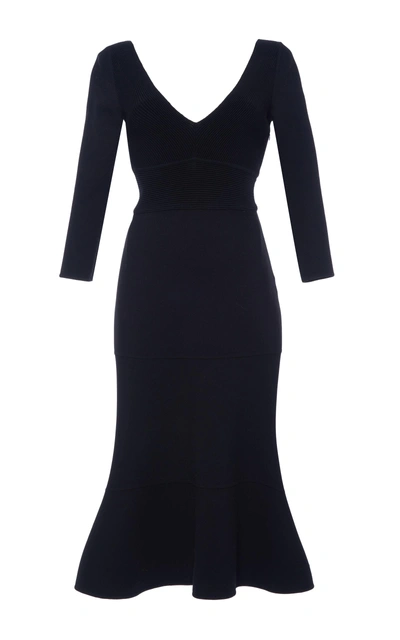 Shop Agnona Lana Double Stretch Knit Round Circle Midi Dress In Black