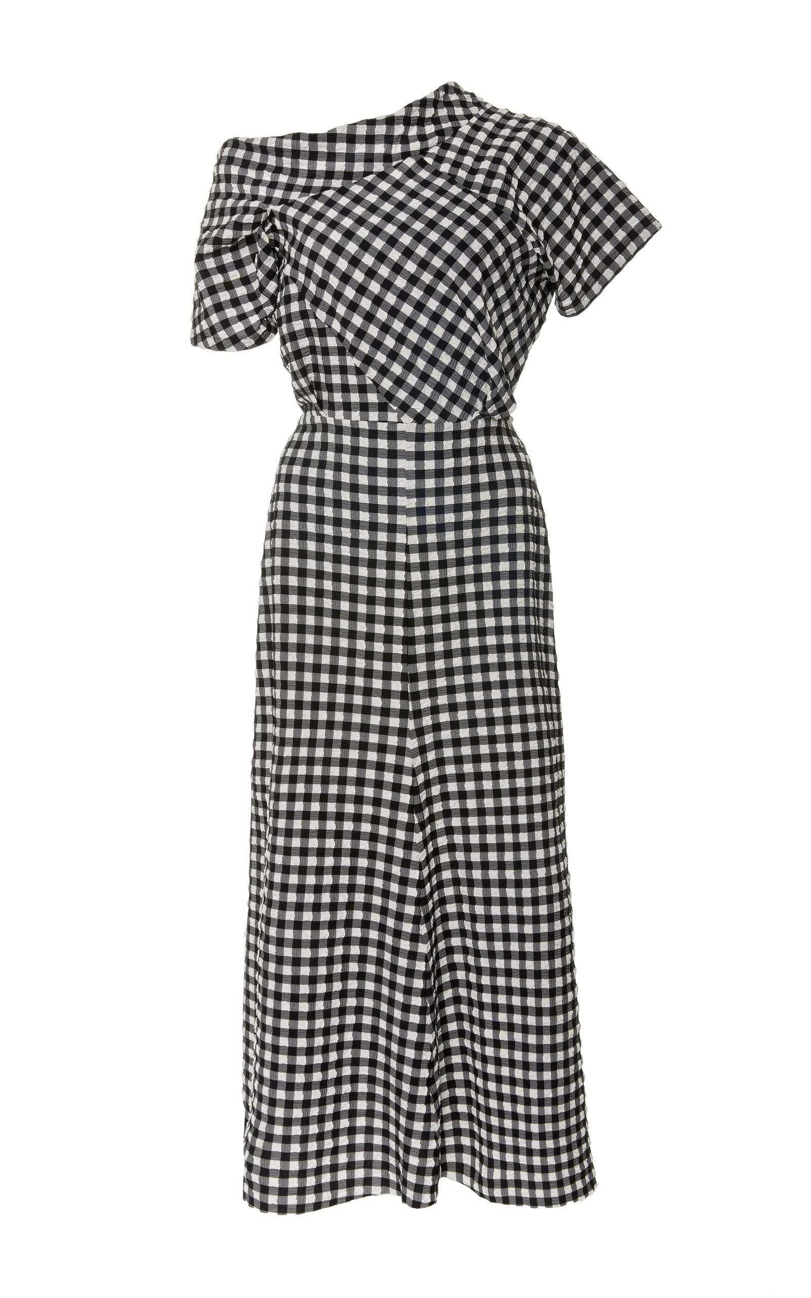 black and white gingham midi dress