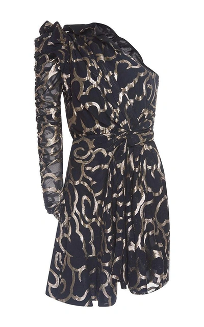 Shop Isabel Marant Clary Ruched One Shoulder Silk-gauze Dress In Print