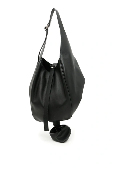 Shop Jw Anderson Knot Hobo Bag In Blacknero