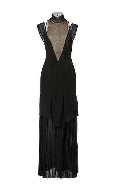 Shop Proenza Schouler Pleated Gauze Jersey Dress In Black