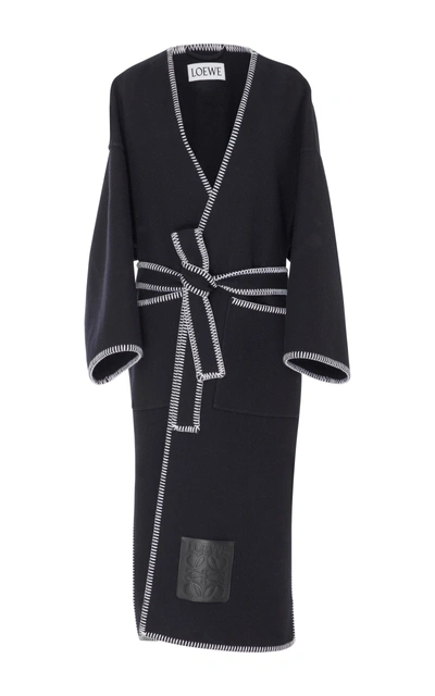 Shop Loewe Wool And Cashmere-blend Coat In Blue