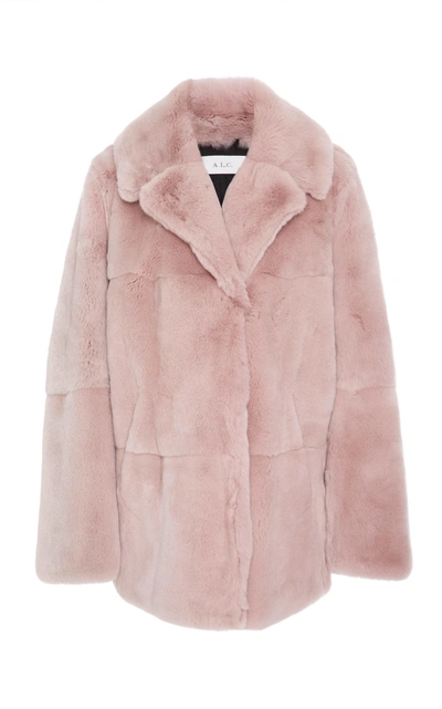 Shop A.l.c Stone Fur Coat In Pink