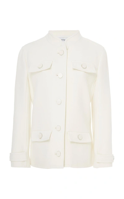 Shop Courrèges Wool-blend Crepe Couture Jacket In White