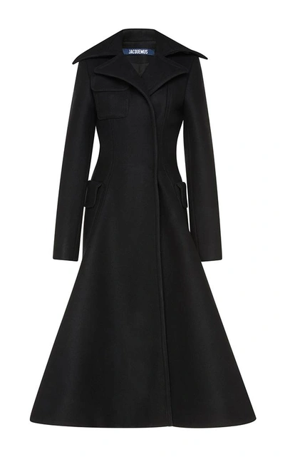 Shop Jacquemus A-line Long Coat In Black
