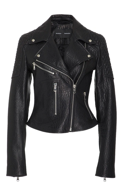 Shop Proenza Schouler Textured-leather Biker Jacket In Black