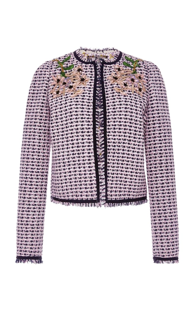 Shop Giambattista Valli Embellished Tweed Jacket In Pink