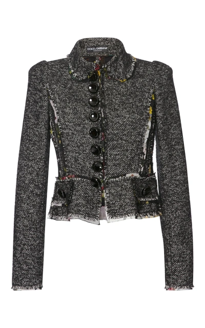 Shop Dolce & Gabbana Tweed Jacket In Grey