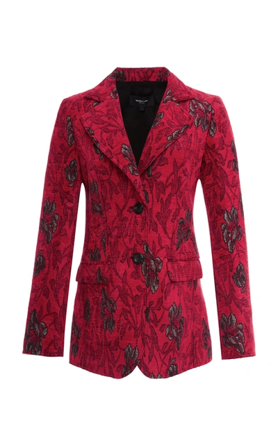 Shop Derek Lam Floral Jacquard Blazer In Red