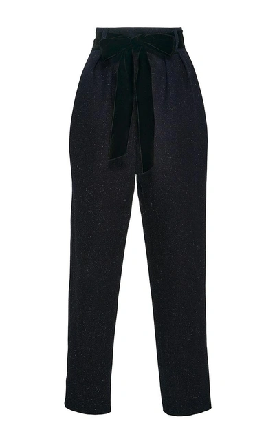 Shop Monique Lhuillier High Waisted Cropped Trousers In Blue