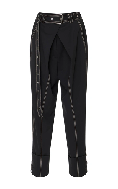 Shop Proenza Schouler Belted Stretch-wool Pants In Black