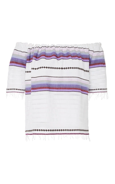 Shop Lemlem Adia Striped Cotton-blend Gauze Top
